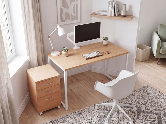 FineBuy Rollcontainer OTTAWA 40 x 60 x 45 cm Unterschrank mit Rollen Buche, Rollwagen mit Schubladen, Roll-Schrank Büro, Kosmetikwagen Make Up Wagen, Container unter Schreibtisch