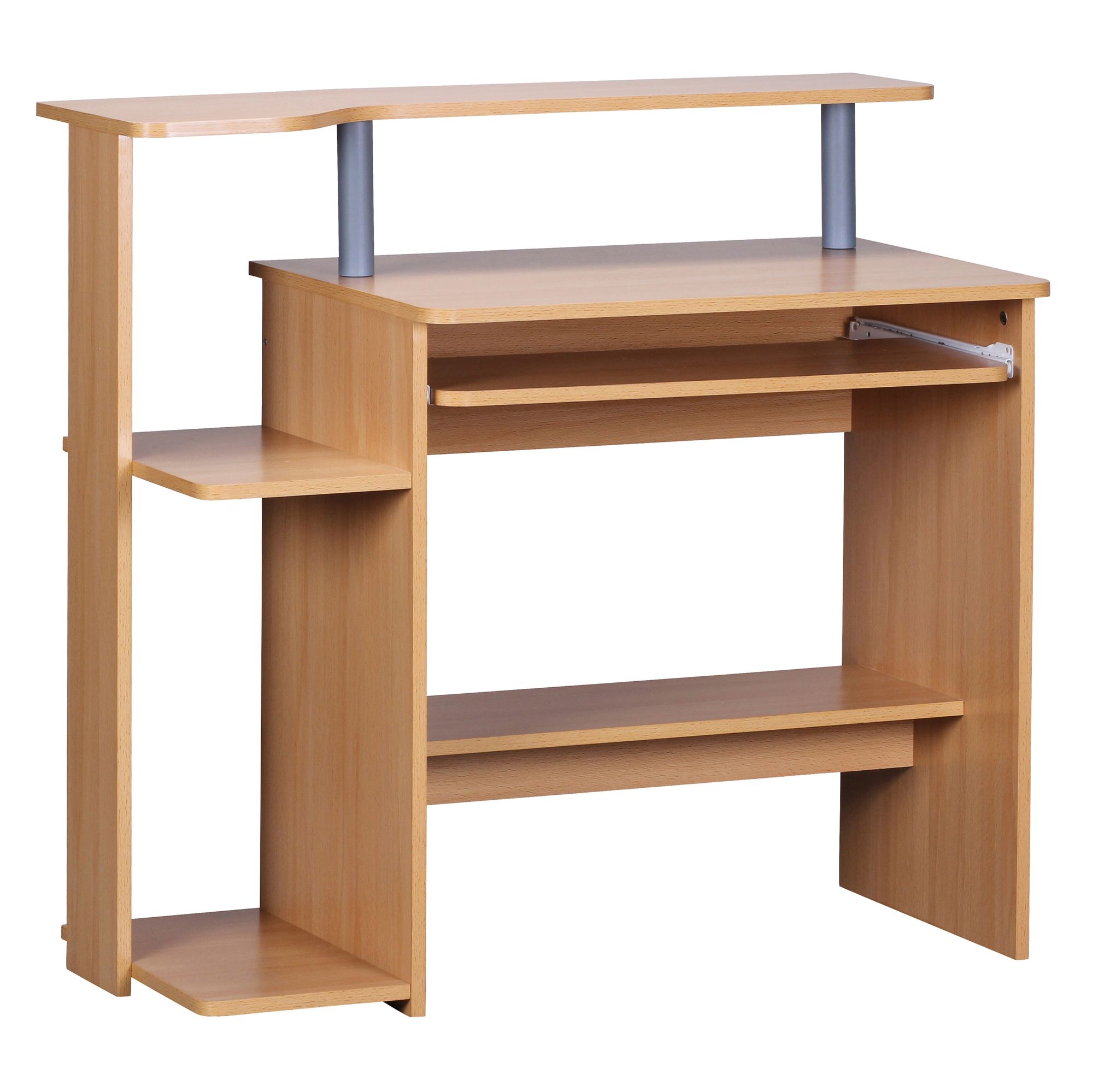 FineBuy Computertisch 94x90,5x48,5 cm Laptop Tisch Modern mit Tastaturauszug, PC-Tisch mit Drucker-Ablage platzsparend, Schreibtisch für kleine Räume mit Ablage, Laptoptisch Klein