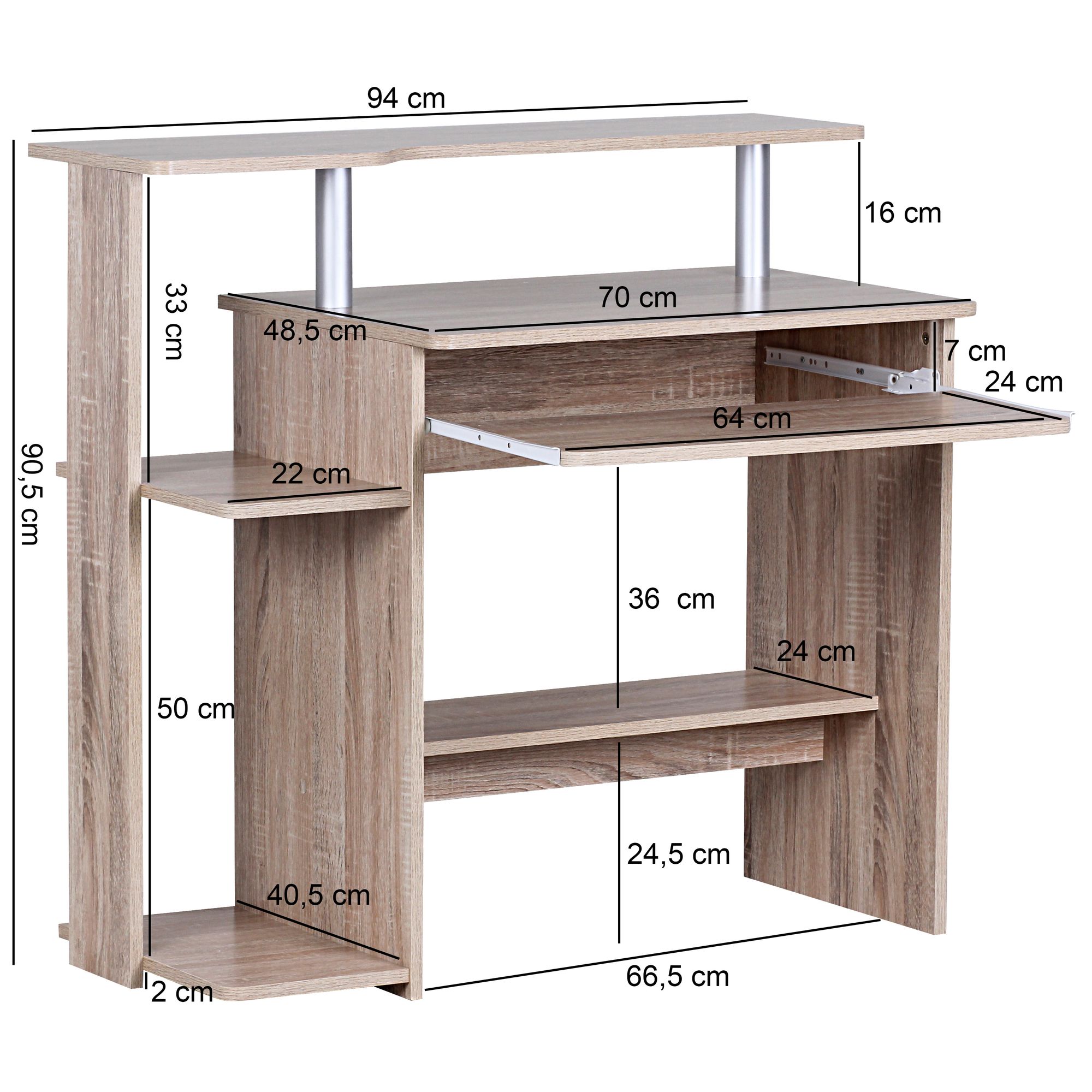 FineBuy Computertisch 94x90,5x48,5 cm Schreibtisch Modern mit Tastaturauszug – Ansicht 3
