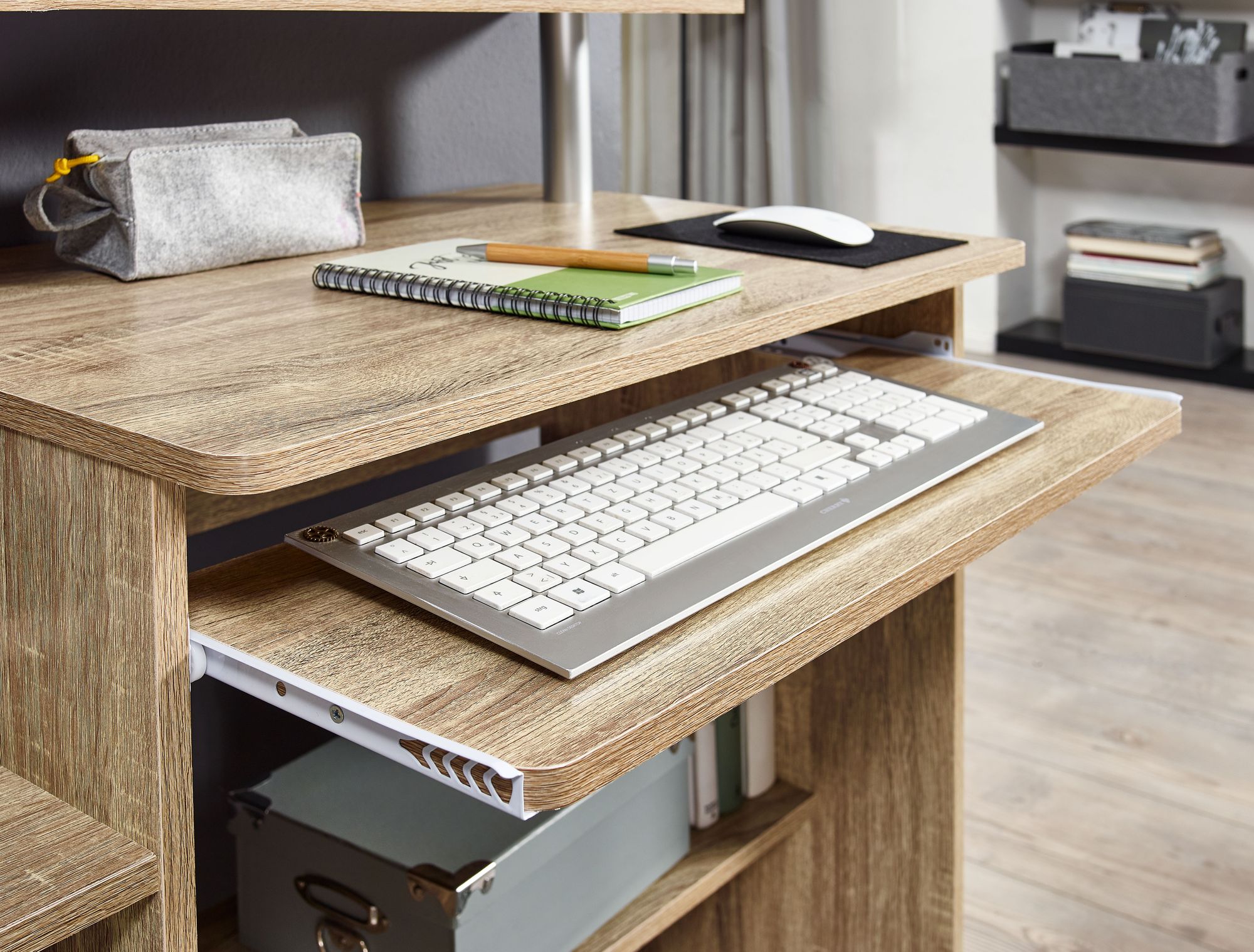 FineBuy Computertisch 94x90,5x48,5 cm Schreibtisch Modern mit Tastaturauszug – Ansicht 5