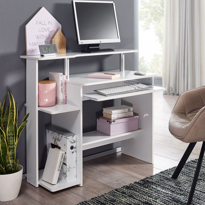 FineBuy Computertisch 94x90,5x48,5 cm Schreibtisch Modern mit Tastaturauszug