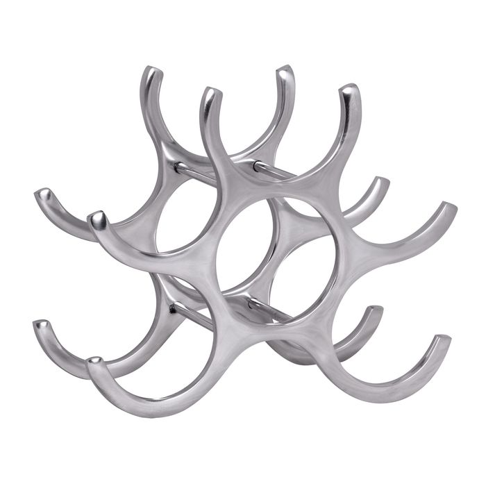 Weinregal Flammen 24cm Alu silber für 6 Flaschen Flaschenhalter Flaschenregal