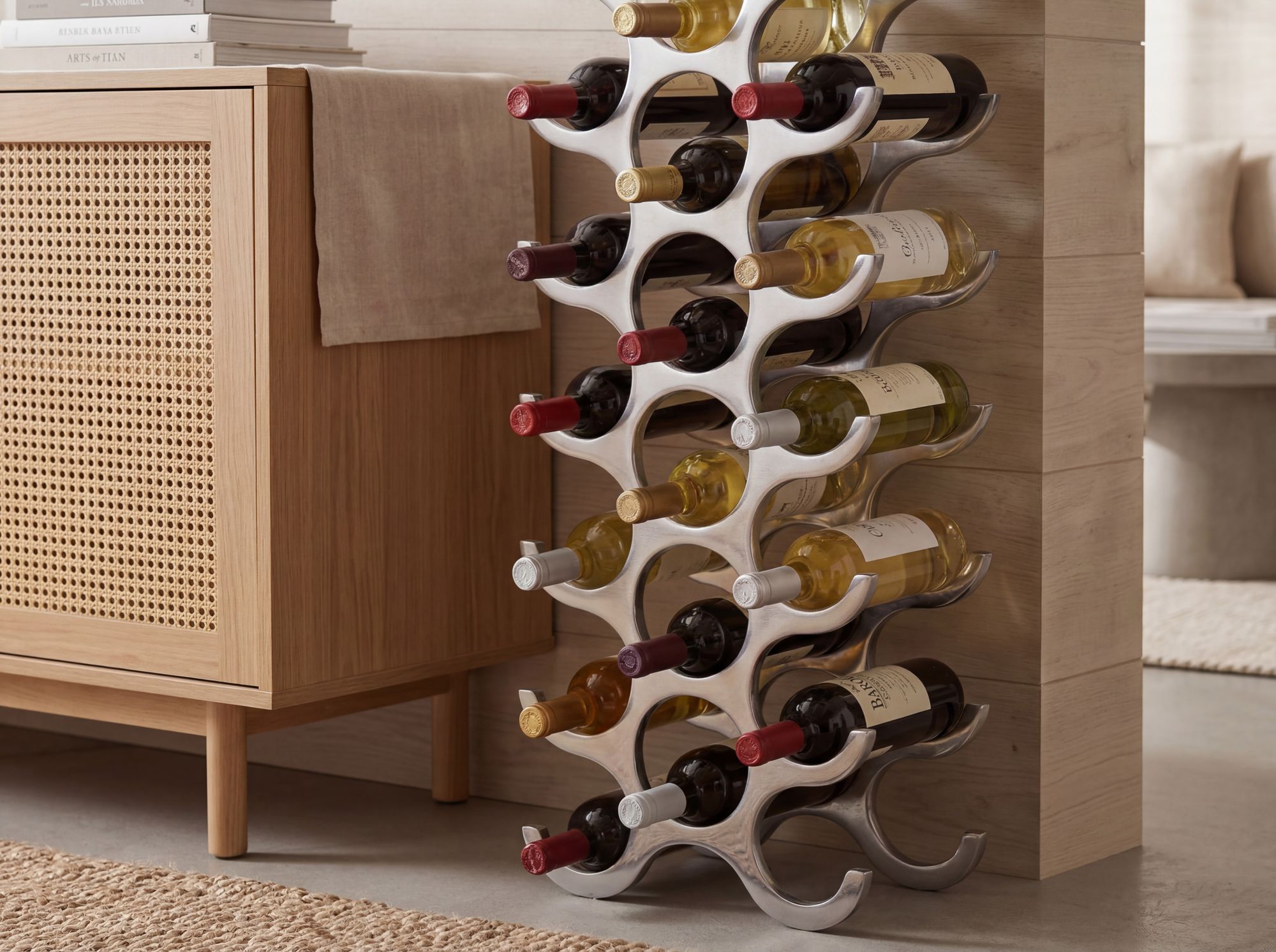 FineBuy Design Alu Weinregal Flammen 93 cm Regal Flaschenregal 27 Flaschen – Ansicht 4