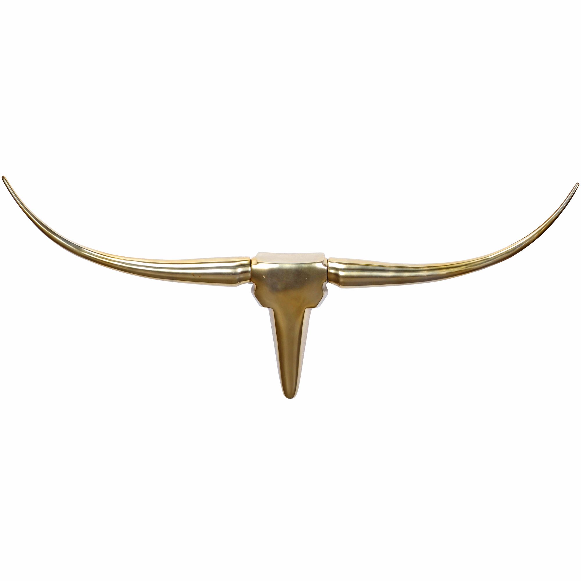 FineBuy Deko Geweih Bull M Aluminium Design Hörner 100cm Wanddekoration Gold – Ansicht 1