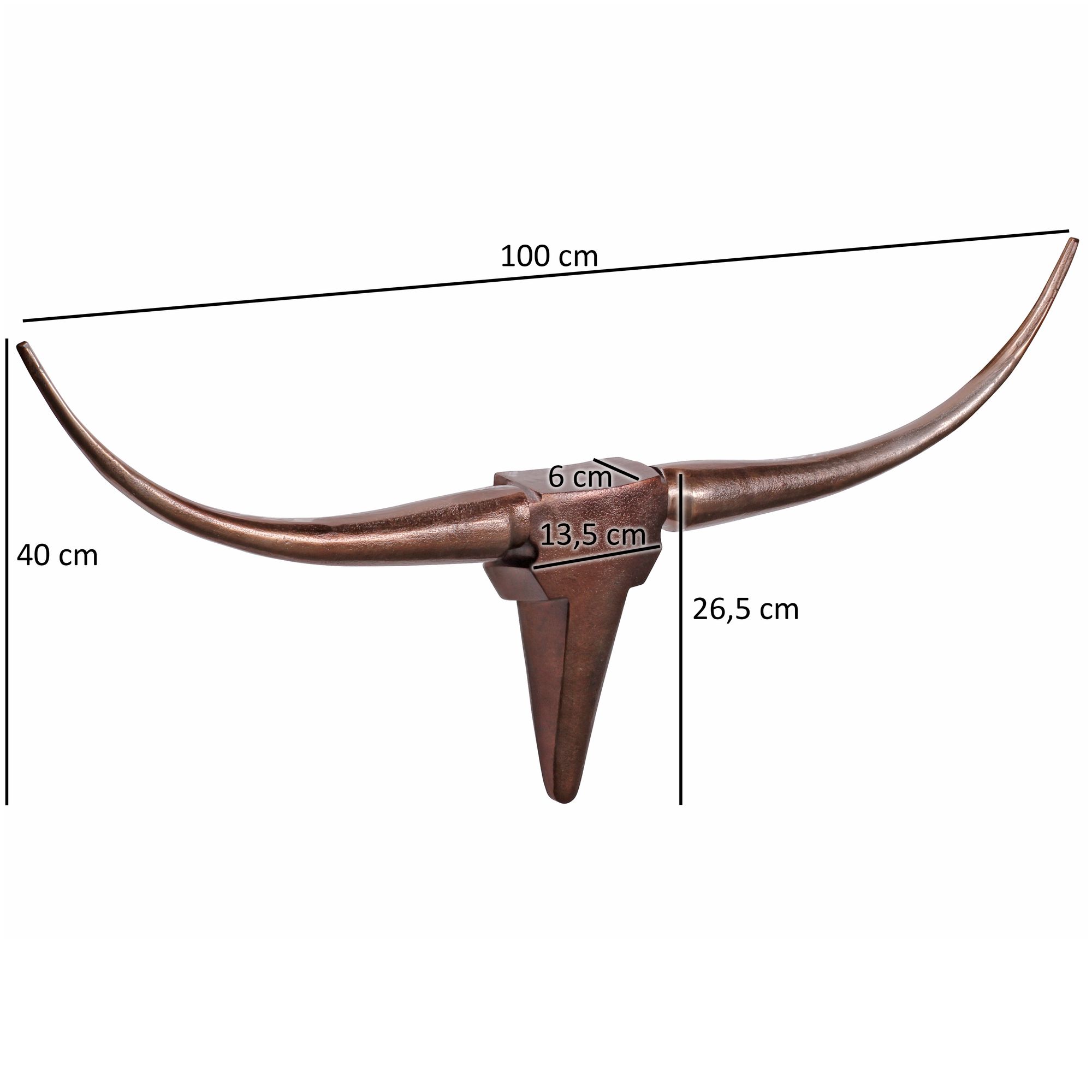 FineBuy Deko Geweih Bull M Aluminium Design Hörner 100cm Wanddekoration Bronze – Ansicht 3