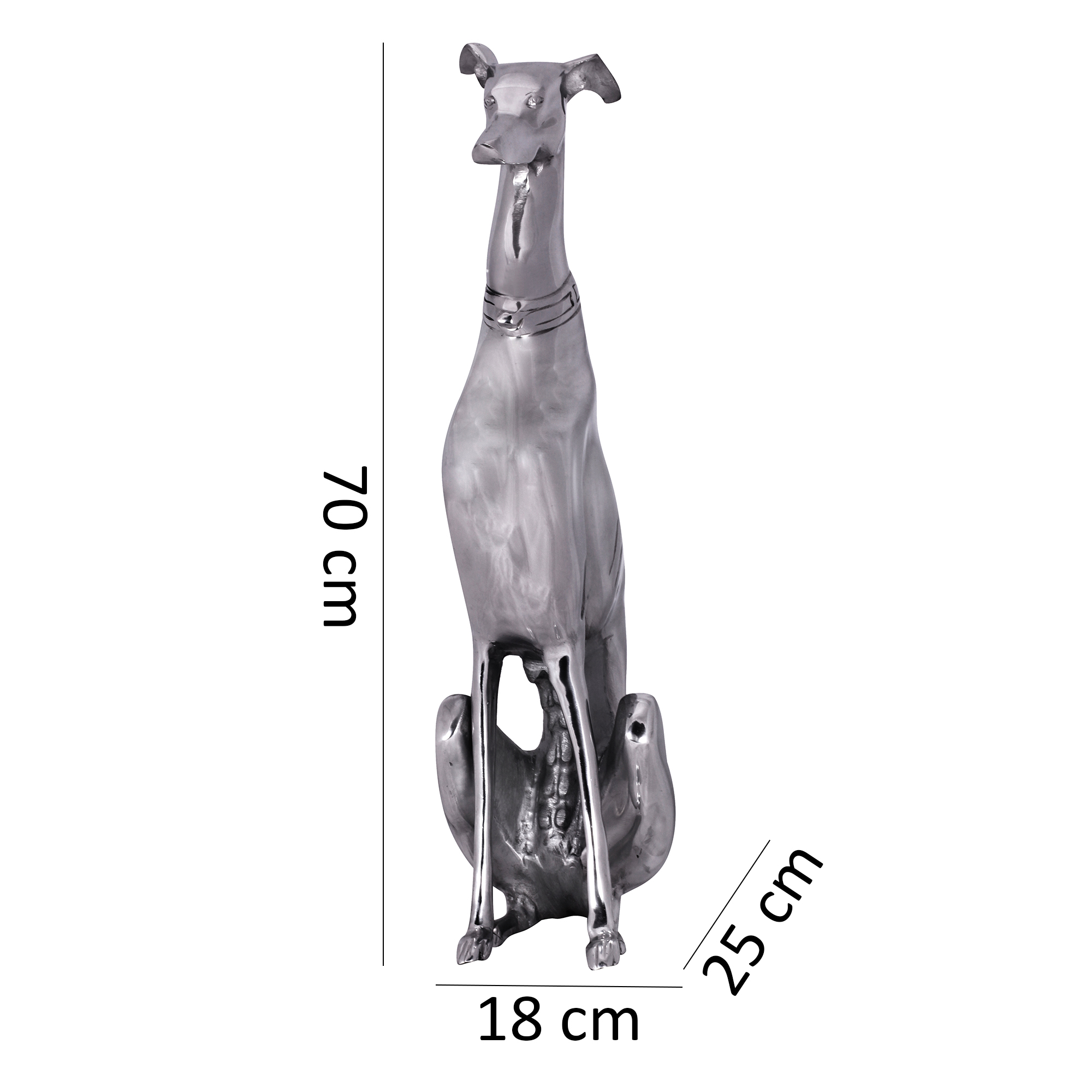 FineBuy Deko Design Dog aus Aluminium silbern Windhund Skulptur Hundestatue – Ansicht 3
