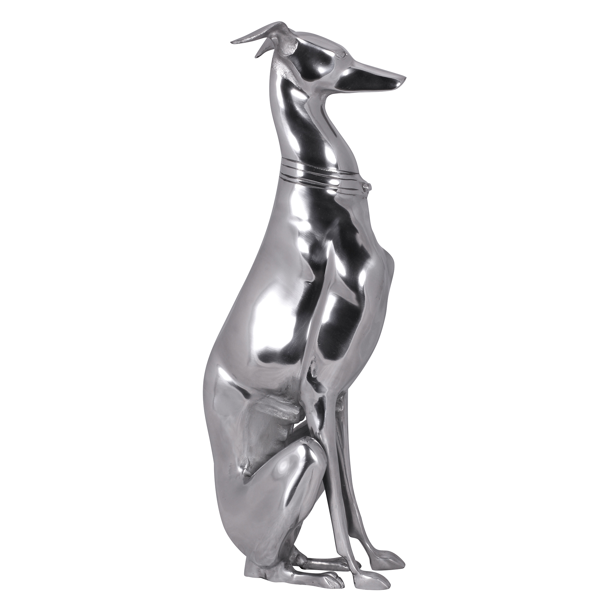 FineBuy Deko Design Dog aus Aluminium silbern Windhund Skulptur Hundestatue – Ansicht 4