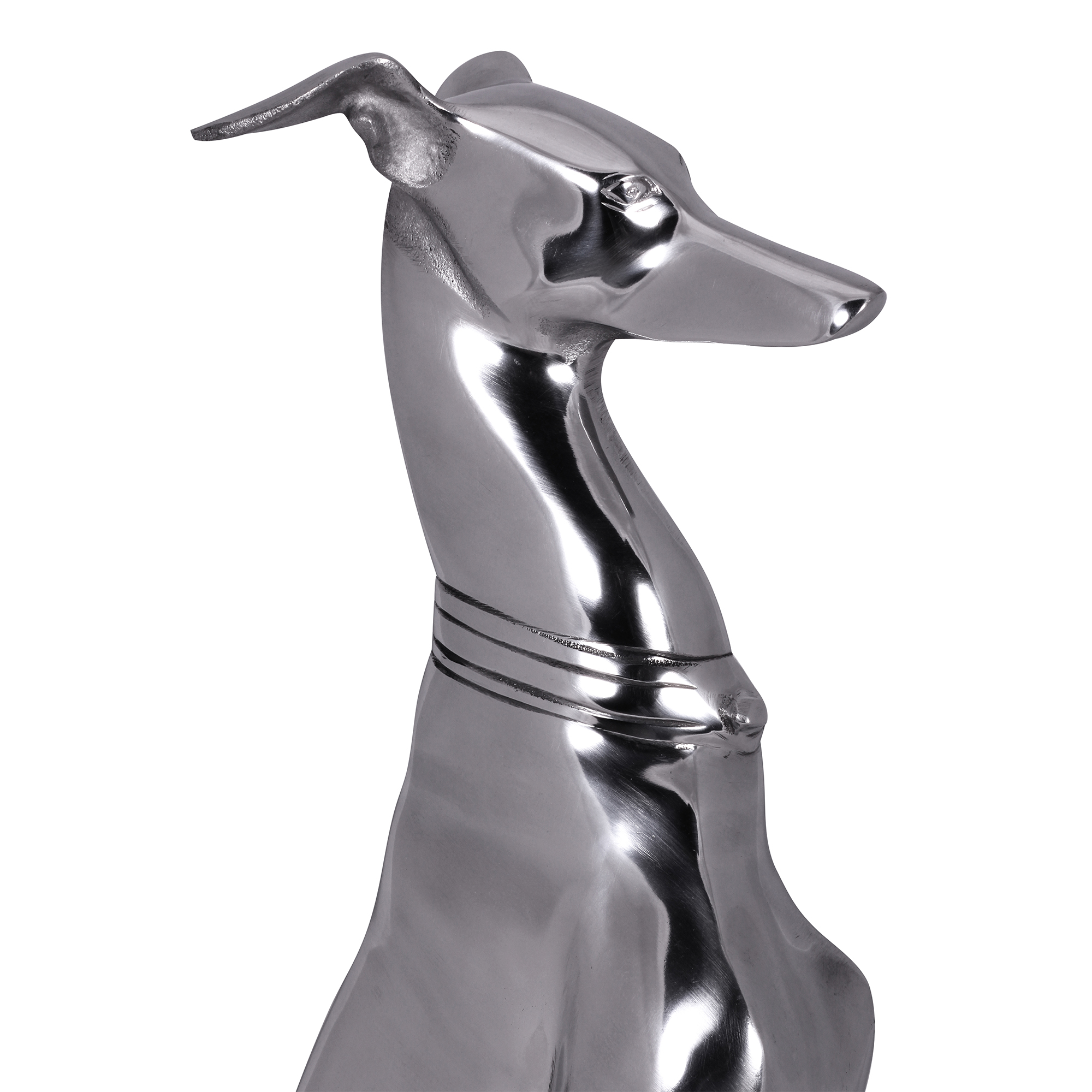 FineBuy Deko Design Dog aus Aluminium silbern Windhund Skulptur Hundestatue – Ansicht 5