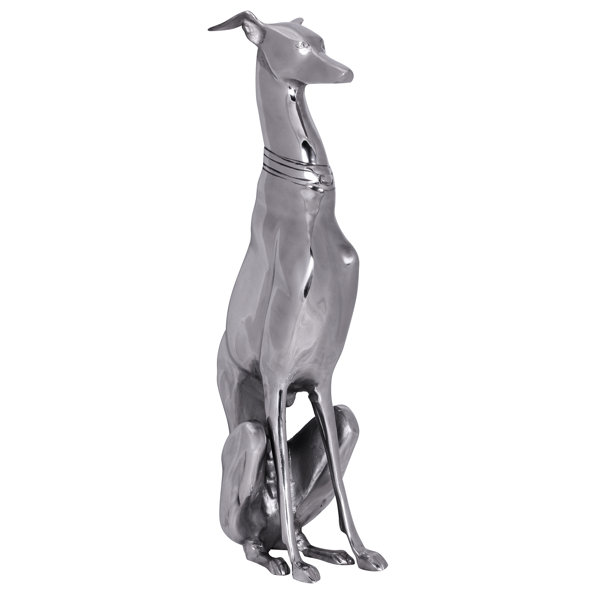 FineBuy Deko Design Dog aus Aluminium silbern Windhund Skulptur Hundestatue – Ansicht 6
