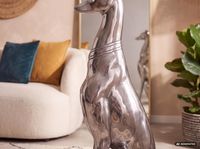 FineBuy Deko Design Dog aus Aluminium silbern Windhund Skulptur Hundestatue – Ansicht 8
