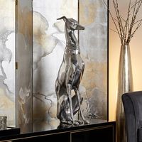 FineBuy Deko Design Dog aus Aluminium silbern Windhund Skulptur Hundestatue – Ansicht 1