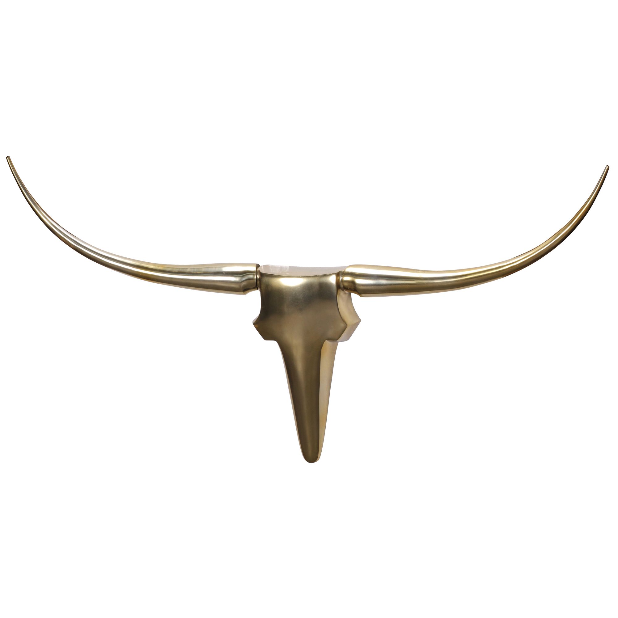FineBuy Wanddekoration Geweih Bull L 125 cm Aluminium golden | Farbe: Gold