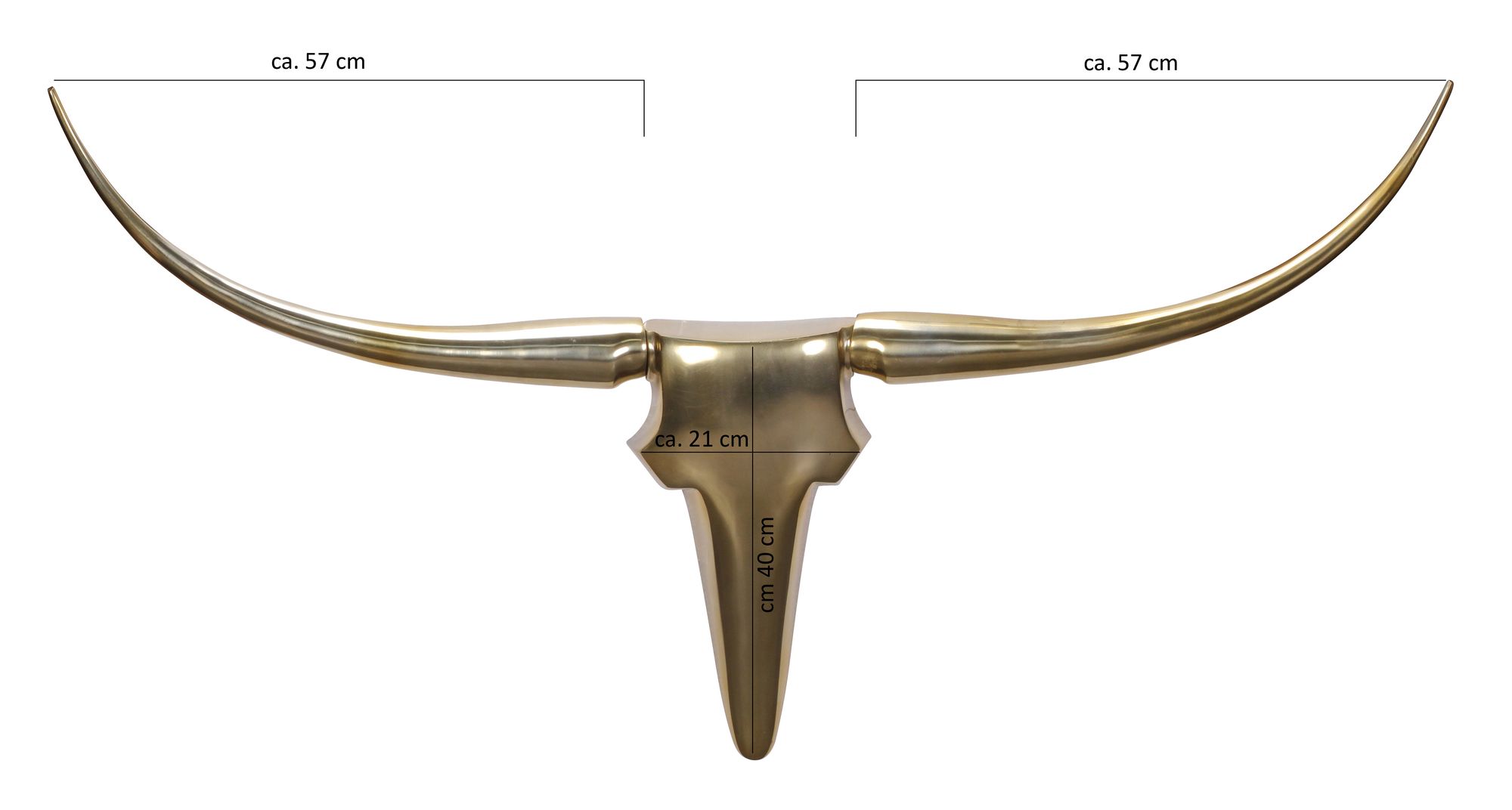 FineBuy Wanddekoration Geweih Bull L 125 cm Aluminium golden | Farbe: Gold