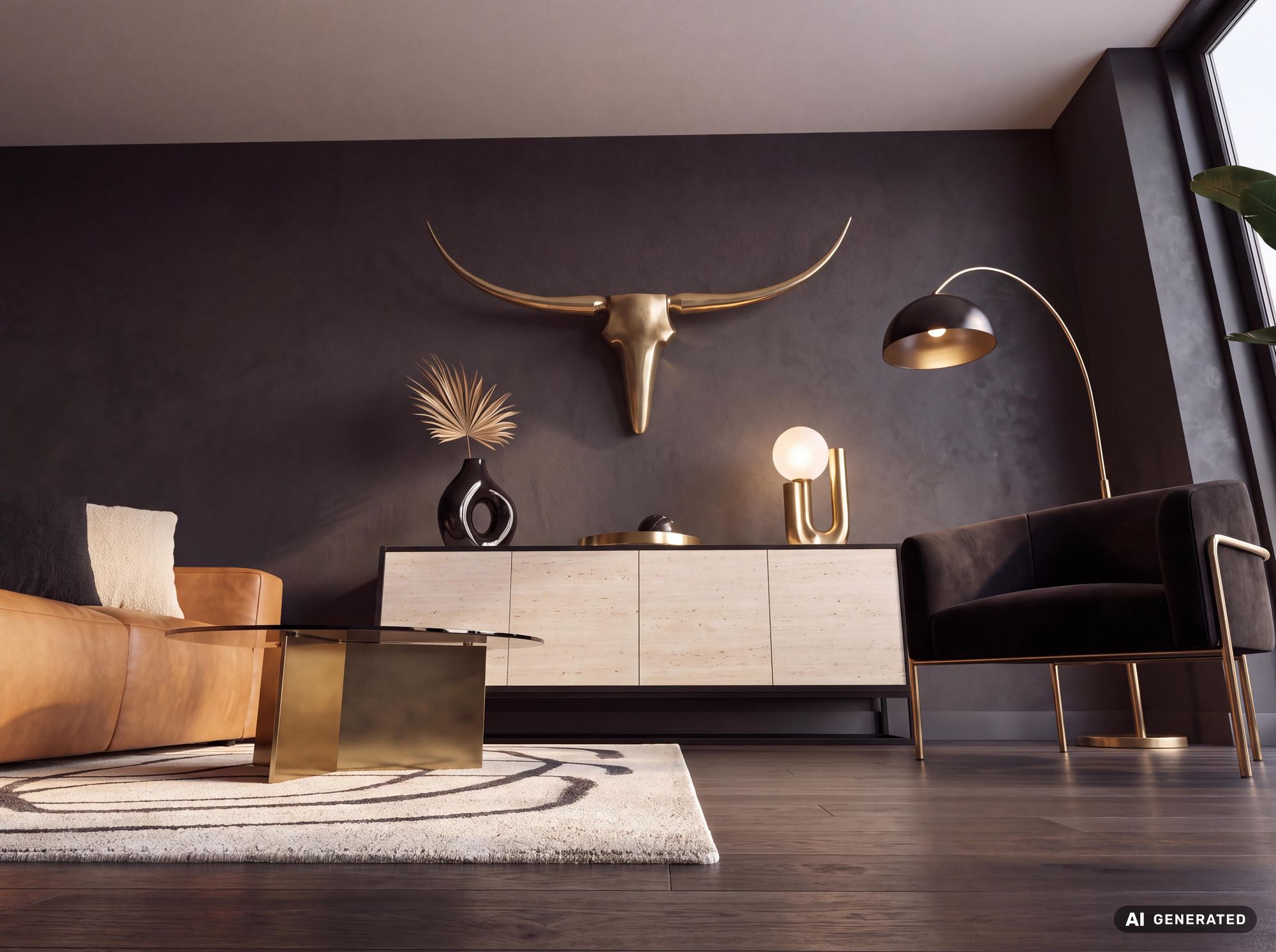 FineBuy Deko Geweih Bull L Aluminium Deisgn Hörner 125 cm Wanddekoration – Ansicht 7
