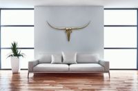 FineBuy Deko Geweih Bull L Aluminium Deisgn Hörner 125 cm Wanddekoration – Ansicht 1