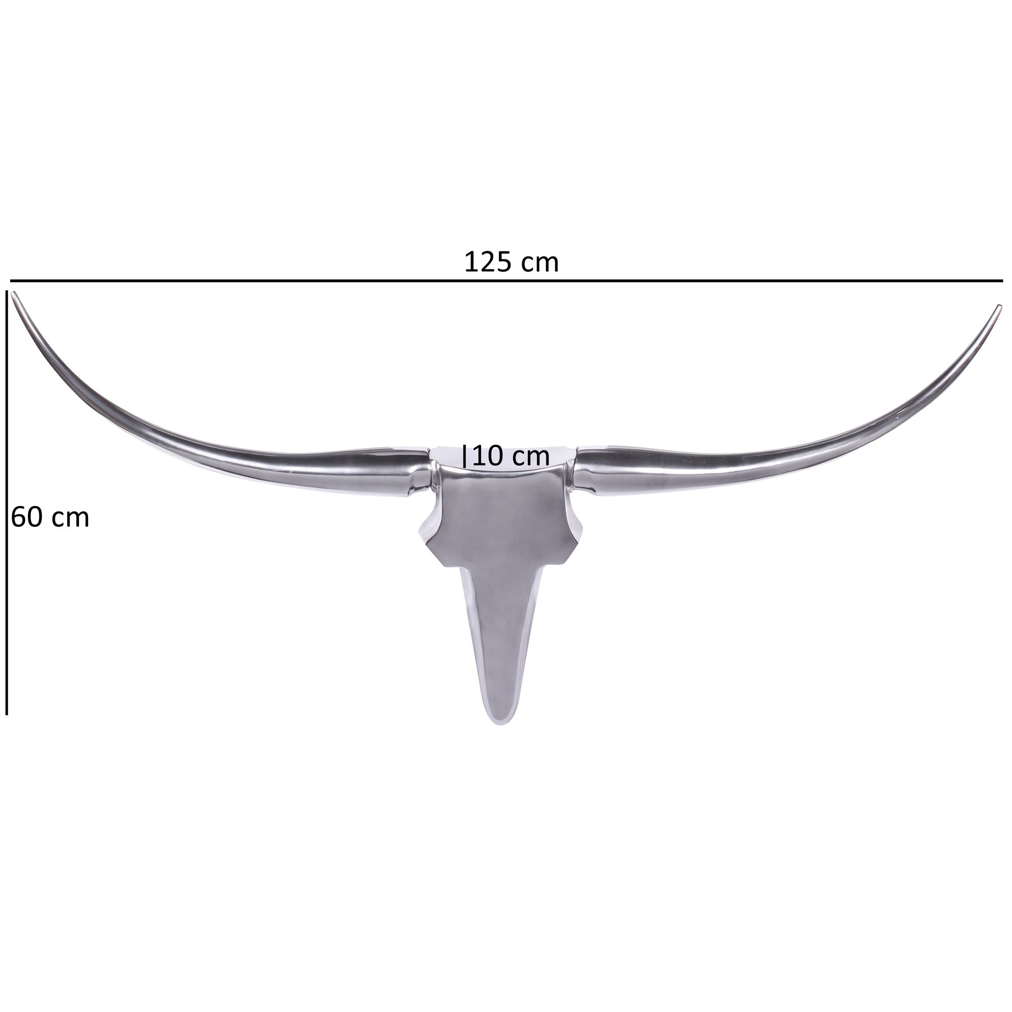 FineBuy Bull Geweih L Wanddekoration 125 cm breit Aluminium silber Wandgeweih – Ansicht 3