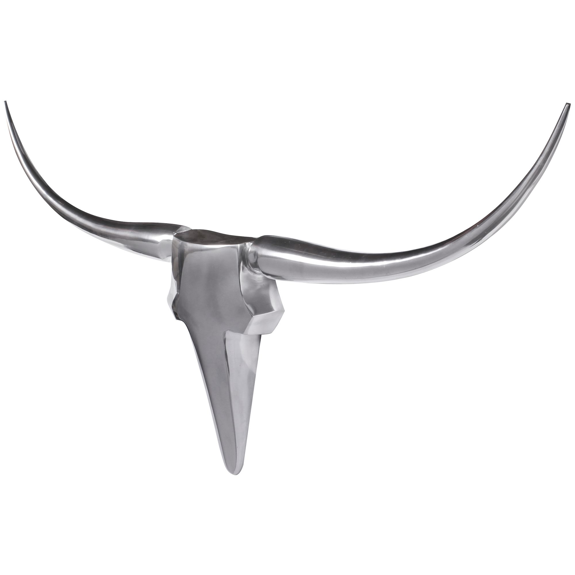 FineBuy Deko Geweih Bull M Aluminium Design Hörner 100cm Wanddekoration Silber – Ansicht 2