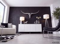 FineBuy Deko Geweih Bull M Aluminium Design Hörner 100cm Wanddekoration Silber – Ansicht 2