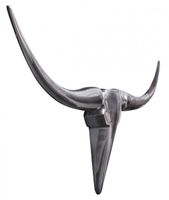 FineBuy Bull Geweih S Wanddekoration 74cm breit Alu Aluminium silber Wandgeweih – Ansicht 2