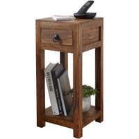 FineBuy Massivholz Beistelltisch Telefontisch 30 x 30 x 68 cm mit Schublade – Ansicht 6