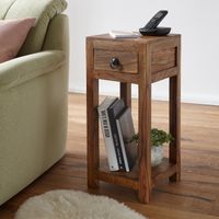 FineBuy Massivholz Beistelltisch Telefontisch 30 x 30 x 68 cm mit Schublade – Ansicht 1