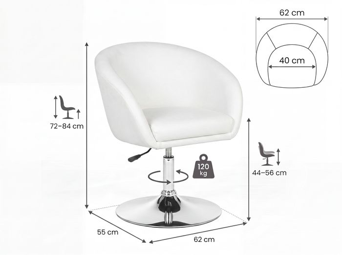 Drehstuhl Bürostuhl Esszimmerstuhl Cocktailsessel Loungesessel Drehsessel – Maßzeichnung