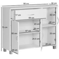 Sideboard 90 cm mit 3 Türen 1 Schublade moderne Kommode 30 cm Tief ideal für Nischen – Ansicht 3
