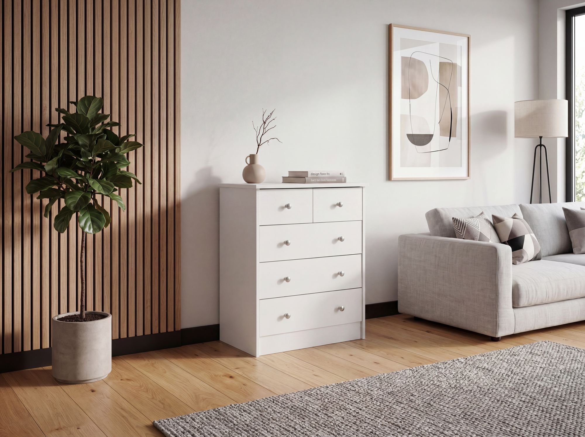 Schubladenkommode mit 5 Schubladen 60cm Sideboard Kommode zeitloses Design – Ansicht 2