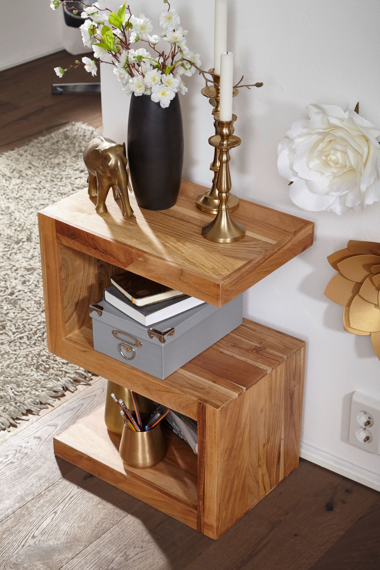 Massivholz Beistelltisch S Cube Design Couchtisch Massiv Holz Modern Regal – Ansicht 4