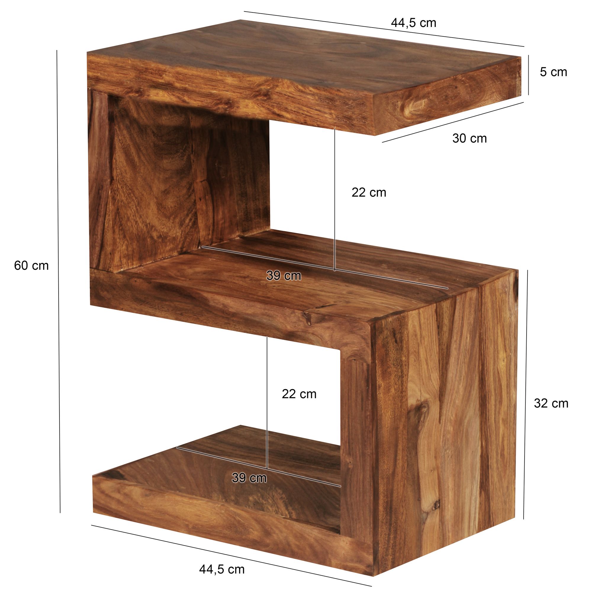 Massivholz Beistelltisch S Cube Design Couchtisch Massiv Holz Modern Regal – Ansicht 2