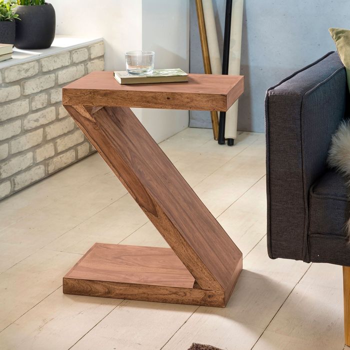 Massivholz Beistelltisch Z Cube 44x30x59 cm Couchtisch Regal