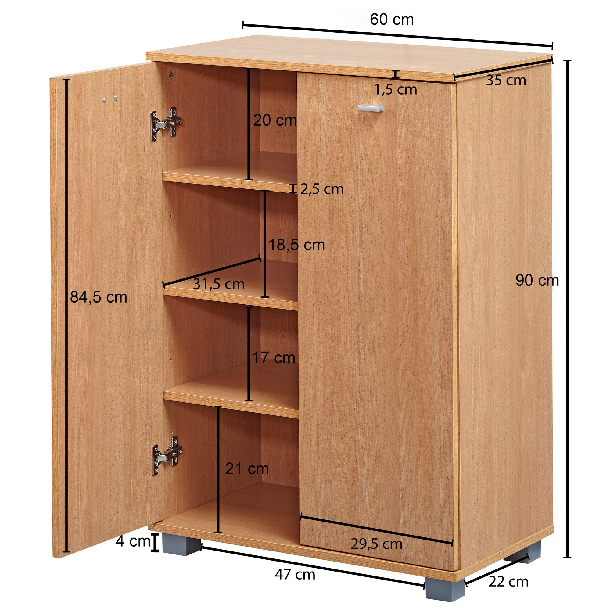 Schuhschrank Holz 12 Paar Schuhe Schuhregal Schuhkommode Flurschrank Sideboard – Ansicht 3