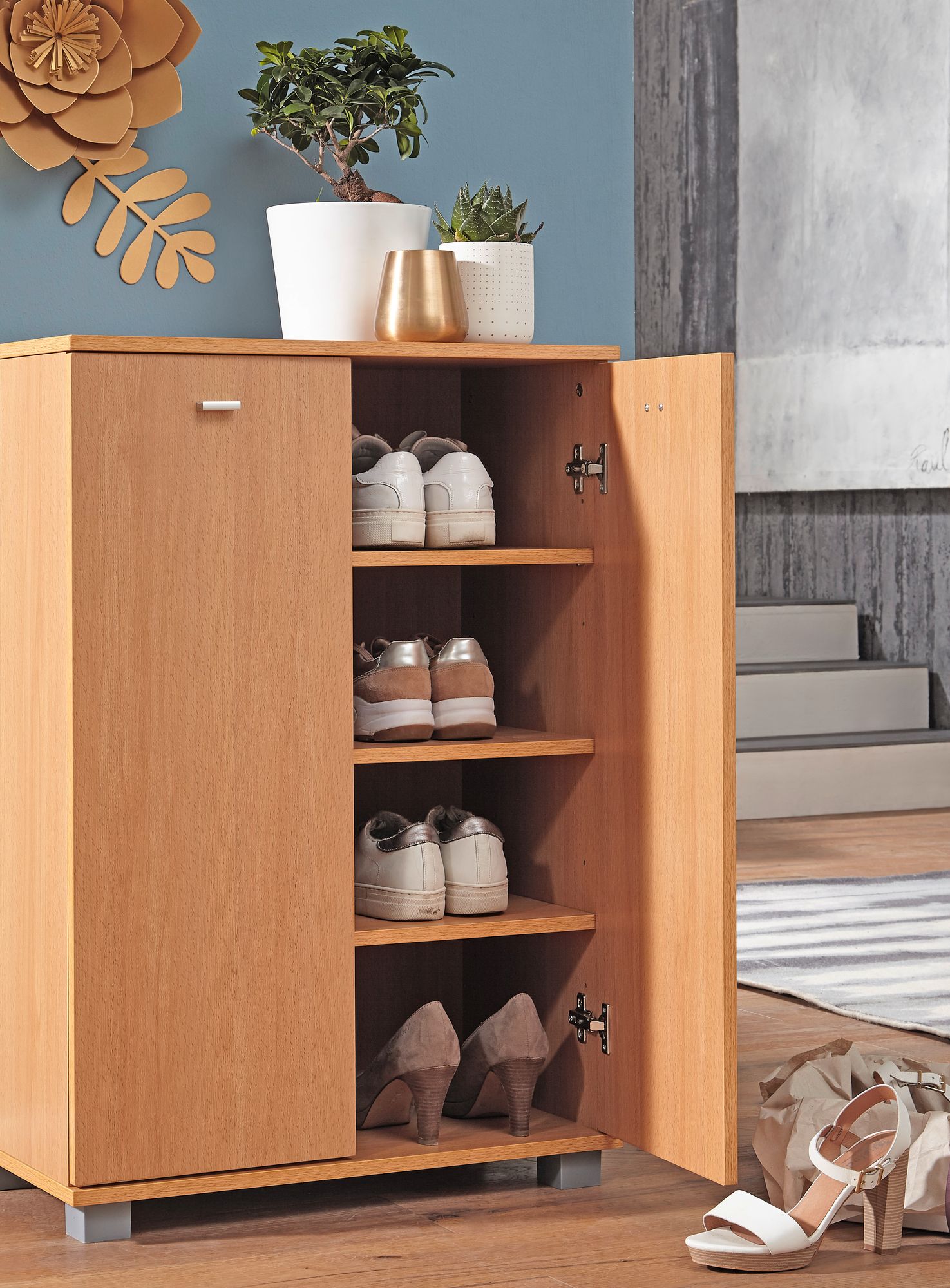 Schuhschrank Holz 12 Paar Schuhe Schuhregal Schuhkommode Flurschrank Sideboard – Ansicht 5
