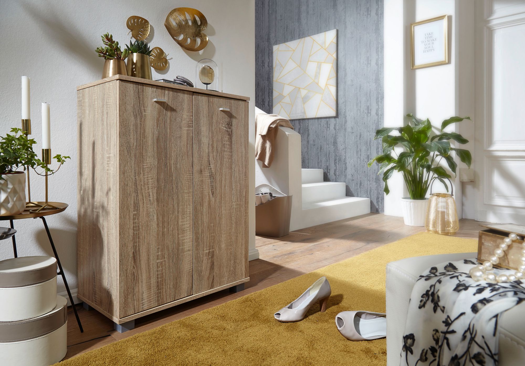Schuhschrank Holz 12 Paar Schuhe Schuhregal Schuhkommode Flurschrank Sideboard – Ansicht 2