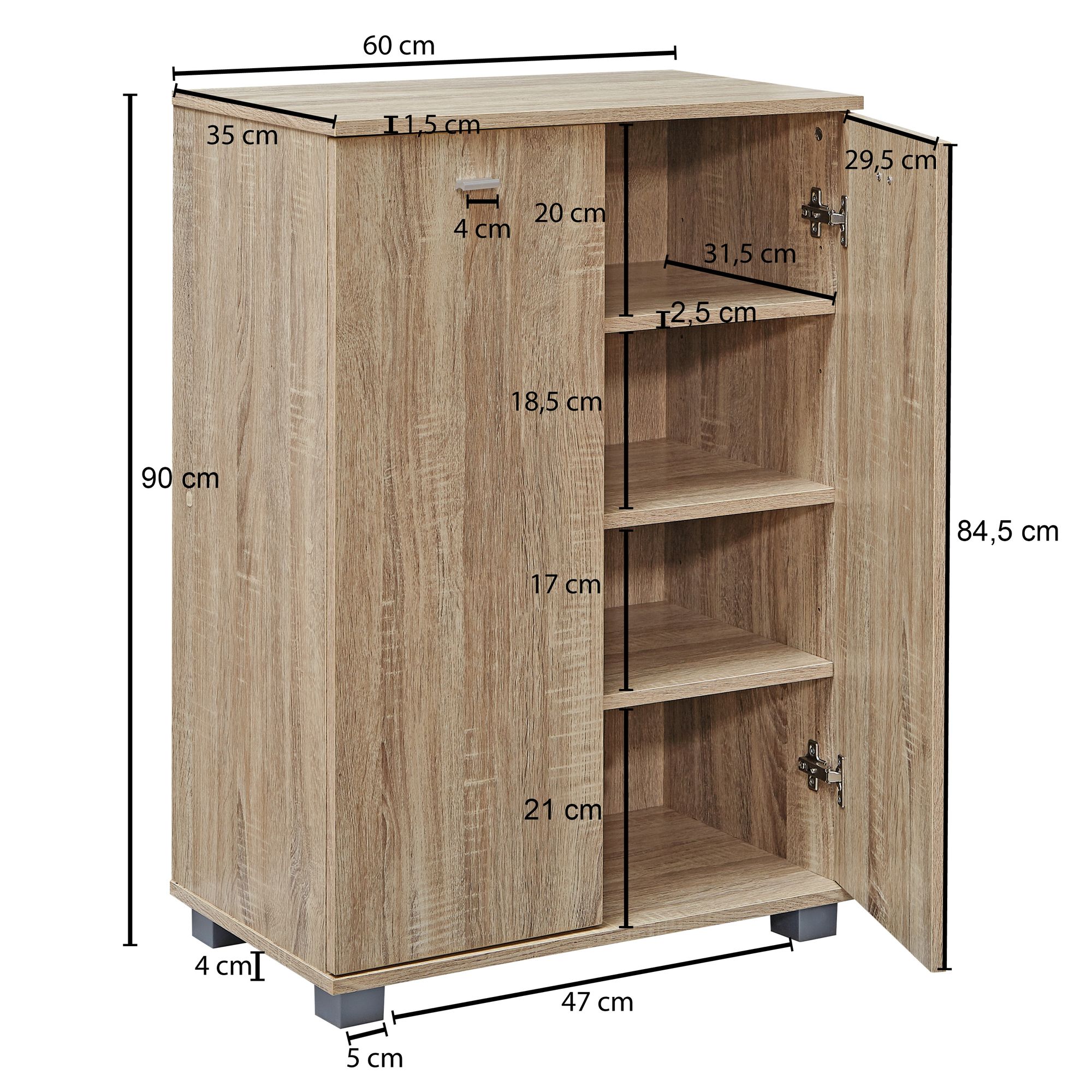 Schuhschrank Holz 12 Paar Schuhe Schuhregal Schuhkommode Flurschrank Sideboard – Ansicht 3