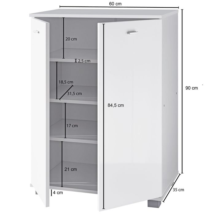 Schuhschrank Holz 12 Paar Schuhe Schuhregal Schuhkommode Flurschrank Sideboard – Maßzeichnung