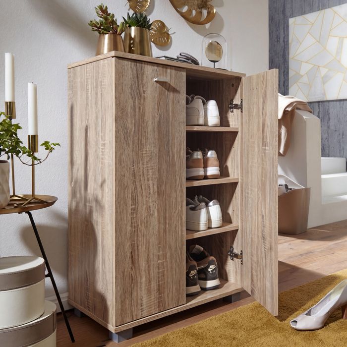 Schuhschrank Holz 12 Paar Schuhe Schuhregal Schuhkommode Flurschrank Sideboard