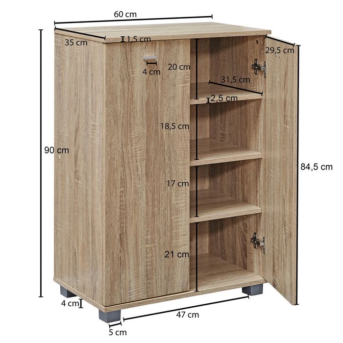 Schuhschrank Holz 12 Paar Schuhe Schuhregal Schuhkommode Flurschrank Sideboard – Maßzeichnung