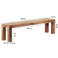FineBuy Akazie Massivholz Esszimmer Sitzbank Bank 180 x 35 cm Esszimmerbank – Ansicht 2