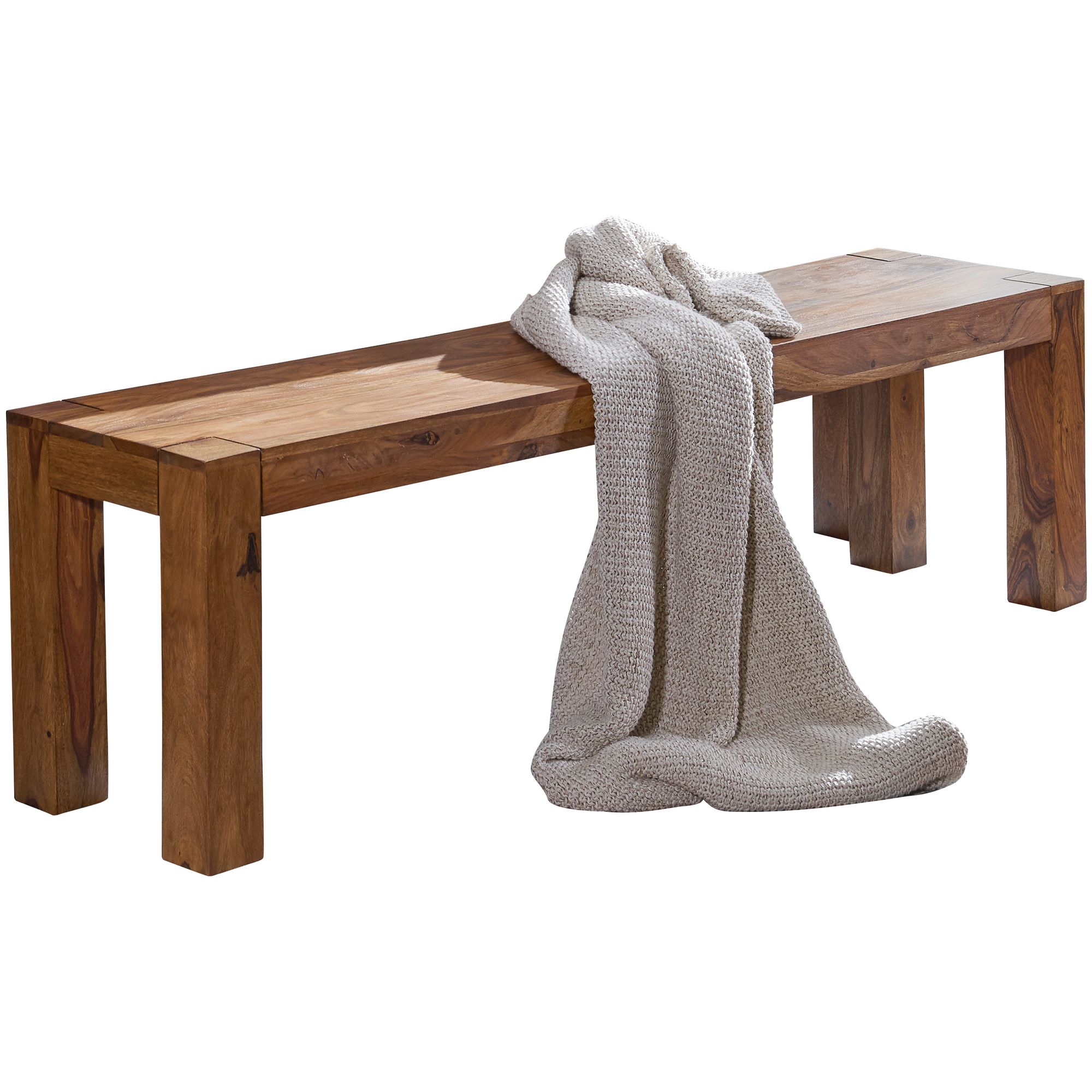 FineBuy Sheesham Massivholz Esszimmer Sitzbank Bank 180 x 35cm Esszimmerbank – Ansicht 6