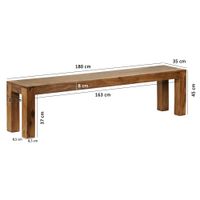FineBuy Sheesham Massivholz Esszimmer Sitzbank Bank 180 x 35cm Esszimmerbank – Ansicht 2