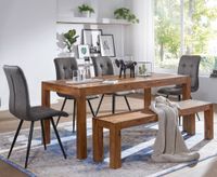 FineBuy Sheesham Massivholz Esszimmer Sitzbank Bank 180 x 35cm Esszimmerbank – Ansicht 5