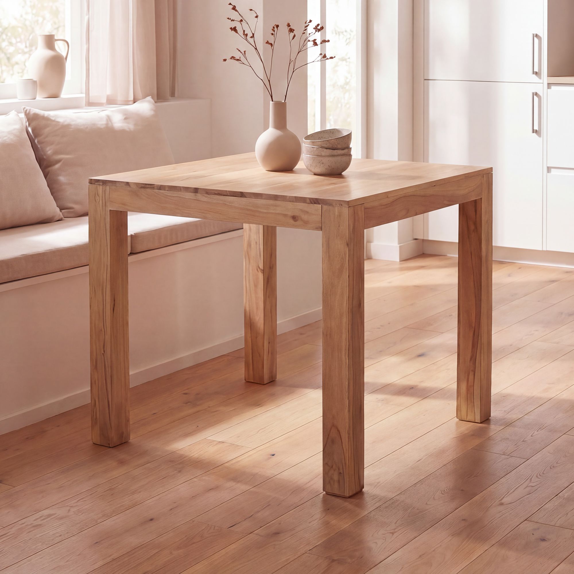 Esstisch quadratisch Massiv 80 x 80 cm Akazie Küchentisch Esszimmer Tisch – Ansicht 1