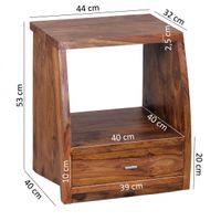 Nachtkommode Sheesham Massivholz Schublade & Ablage Nachttisch Nachtkästchen – Ansicht 3