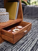Nachtkommode Sheesham Massivholz Schublade & Ablage Nachttisch Nachtkästchen – Ansicht 4