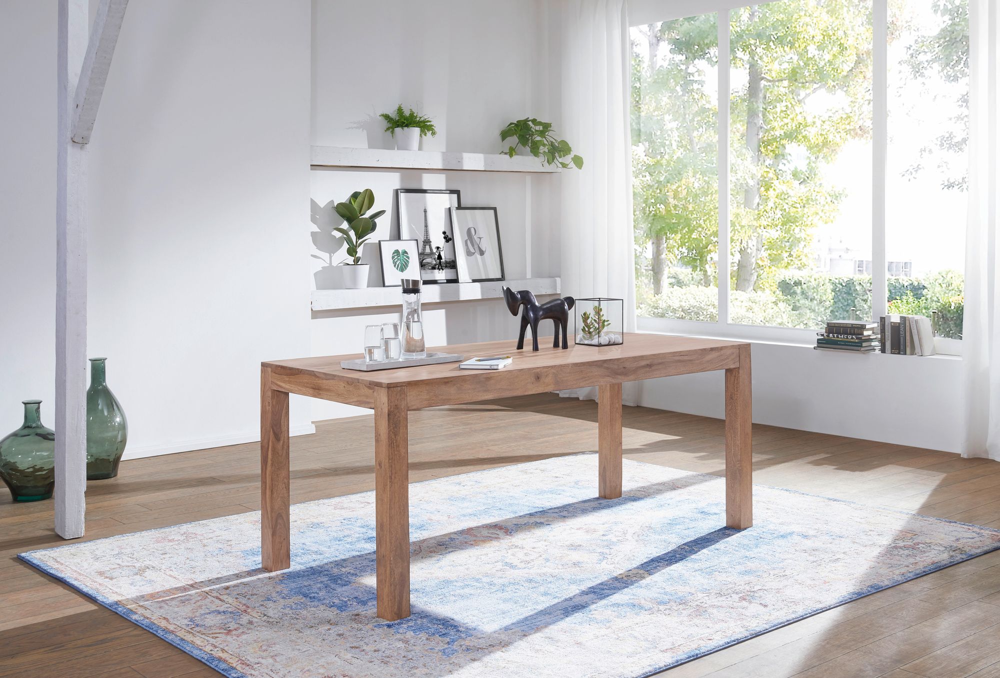FineBuy Esstisch Massiv 120 x 60 x 76 cm Akazie Esszimmertisch Küchentisch – Ansicht 2
