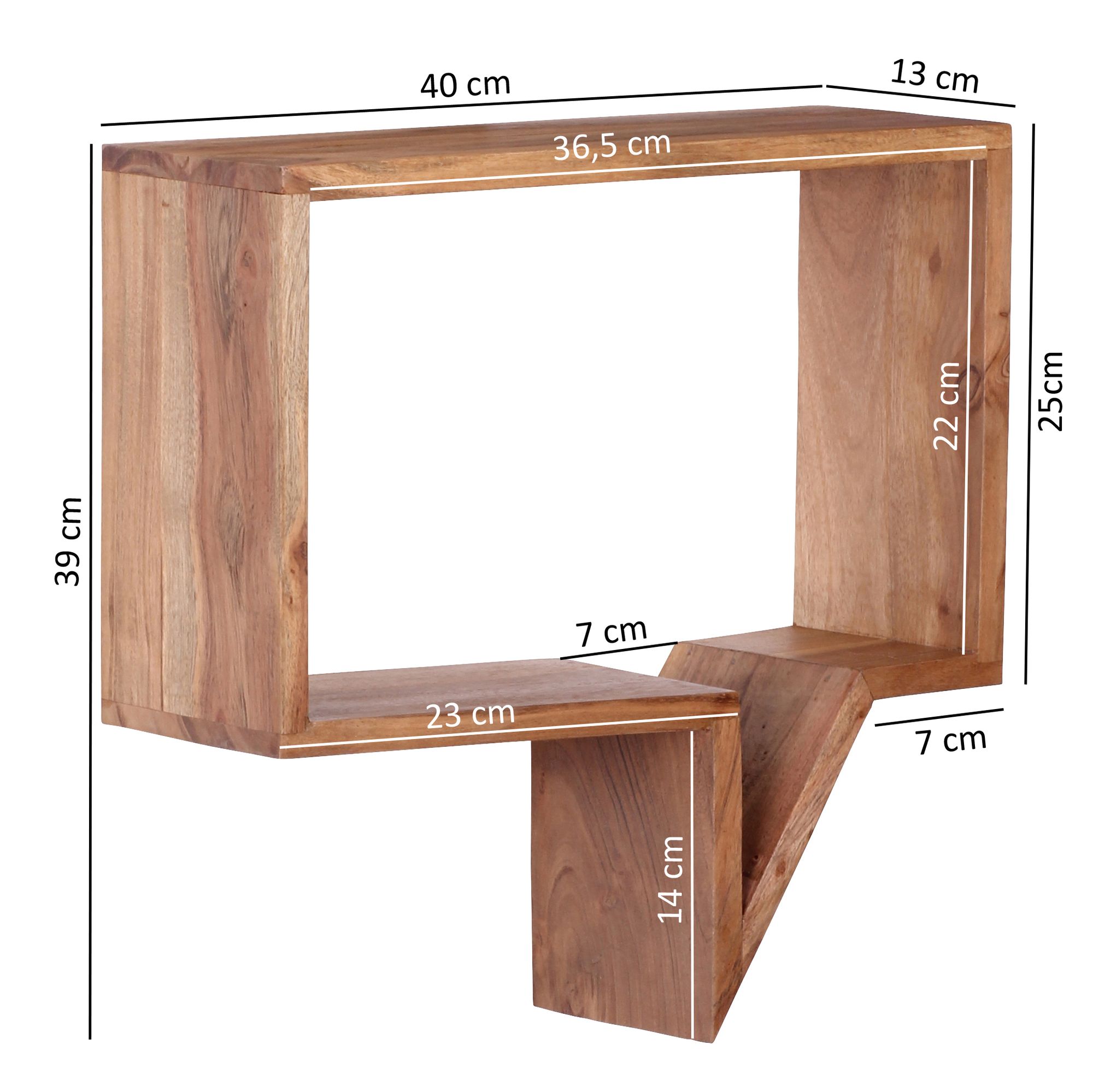 FineBuy 2er Set Wandregale Massivholz Akazie Regal Wand Wandboard Cubes – Ansicht 4