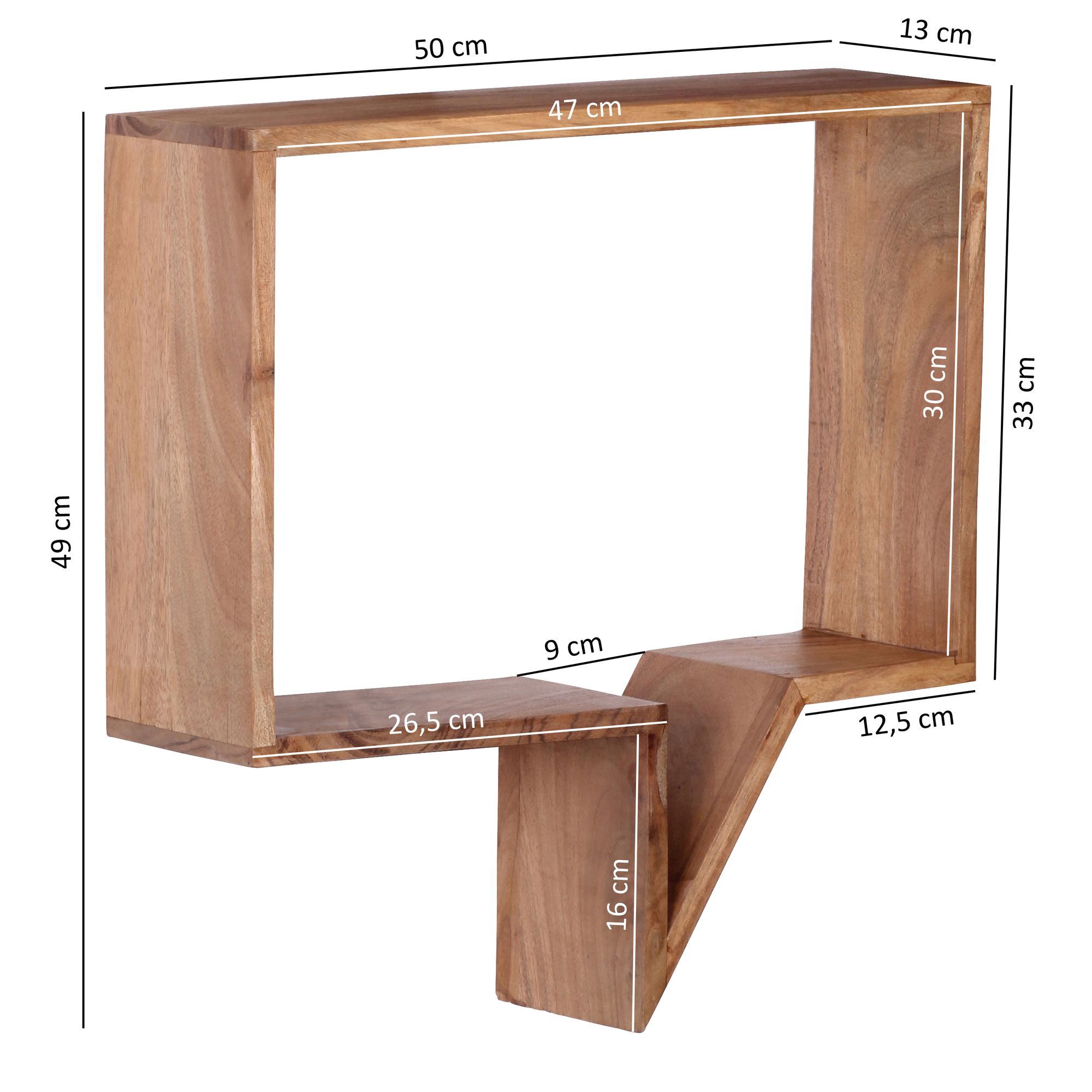 FineBuy 2er Set Wandregale Massivholz Akazie Regal Wand Wandboard Cubes – Ansicht 3