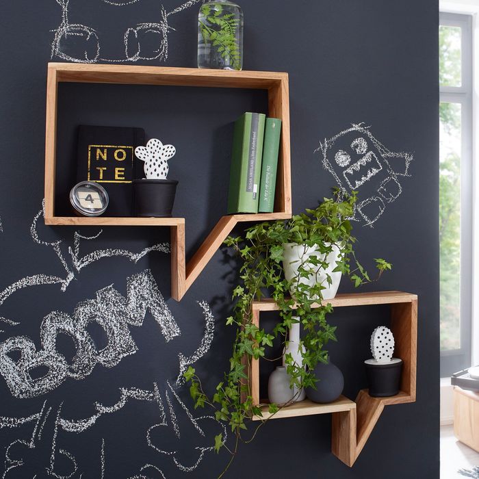 FineBuy 2er Set Wandregale Massiv-Holz Akazie Holz-Regal Landhaus-Stil Hängeregal Echt-Holz Design Wand-Board Natur-Produkt Wandkonsole dunkel-braun unbehandelt Regale zum Aufhängen Unikat Ablage 4250950232297