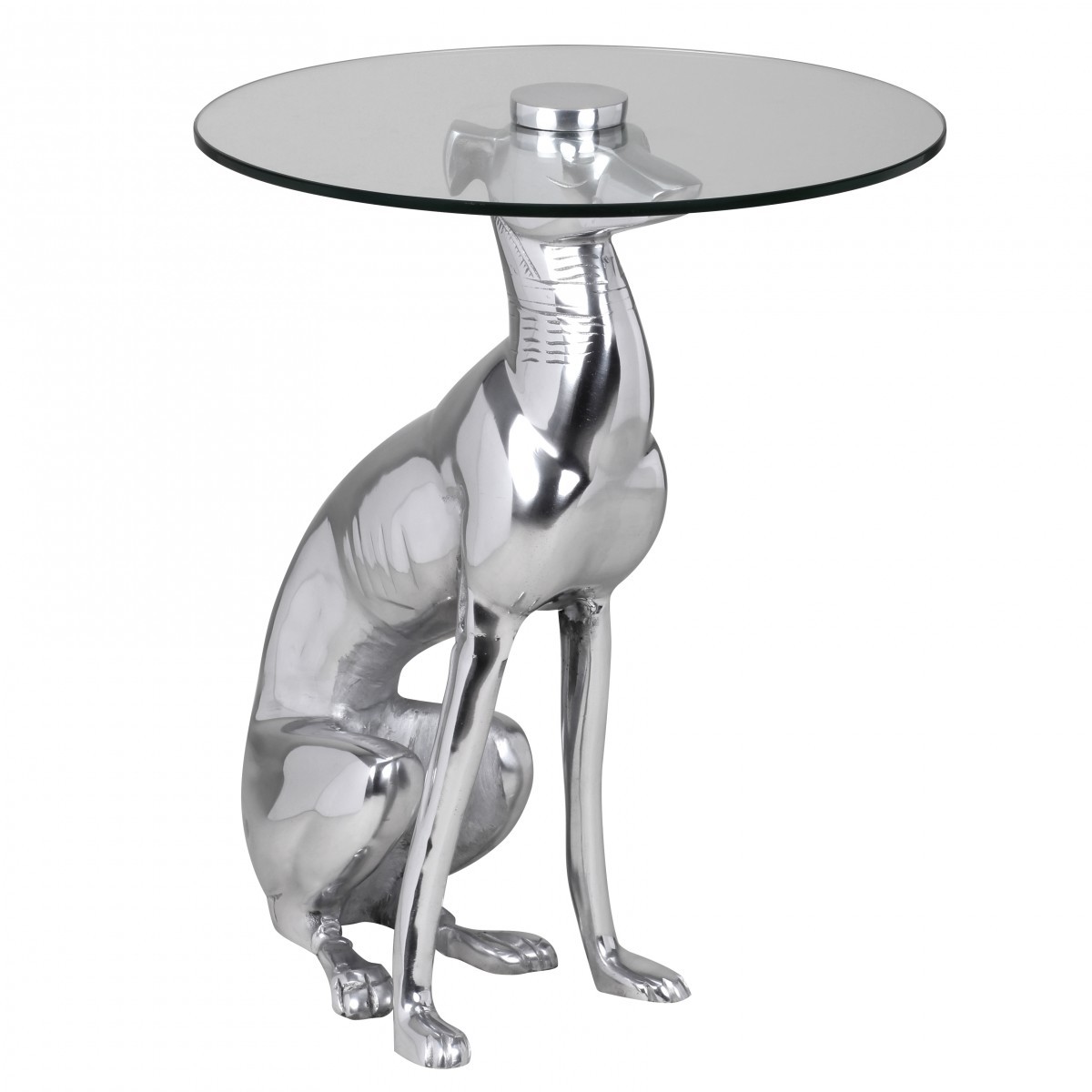 FineBuy Design Beistelltisch Ø40cm Runder Couchtisch Hund 50 cm Hoch Aluminium Tierfigur Ausgefallener Wohnzimmertisch Silber Deko Tisch | Farbe: Silber FineBuy Design Beistelltisch Ø40cm Runder Couchtisch Hund 50 cm Hoch Aluminium Tierfigur Ausgefallener Wohnzimmertisch Silber Deko Tisch | Farbe: Silber